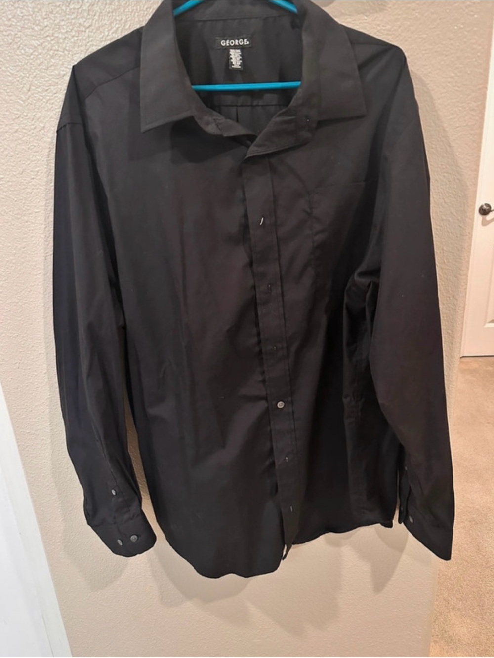 George Men's Black Long-Sleeve Dress Shirt